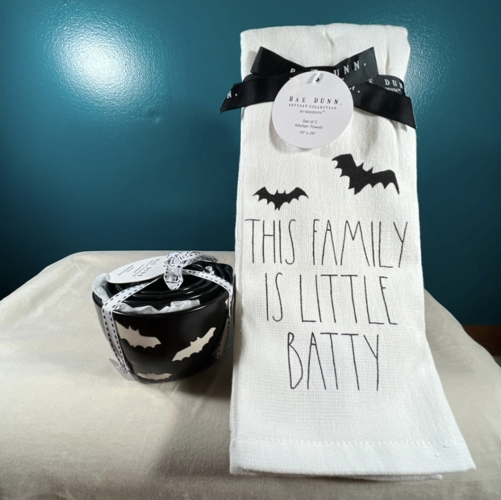 Rae Dunn Bats Measuring Cups and Bat Towel Set